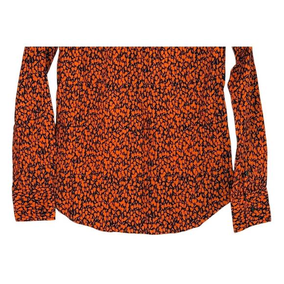 J. Crew Tulip Popover Long Sleeve Collard Half Button Up Shirt S Blue Orange - Picture 6 of 15